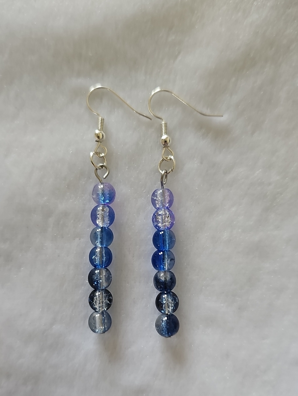 Blue Gradient Crackle Bead Drop Earrings